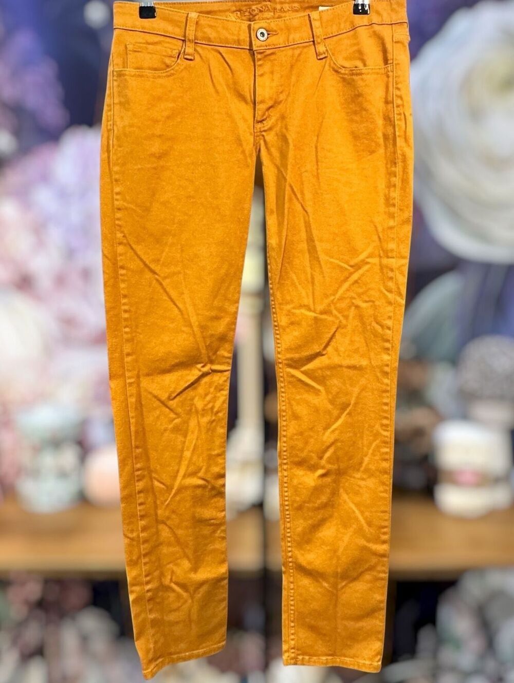Arizona Jean Co 11 Mustard Gold Super Skinny Jeans Five Pocket Slim Minimalist